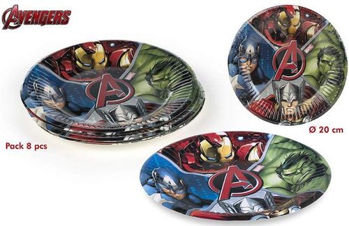 8 platos papel Avengers 19,50 cm