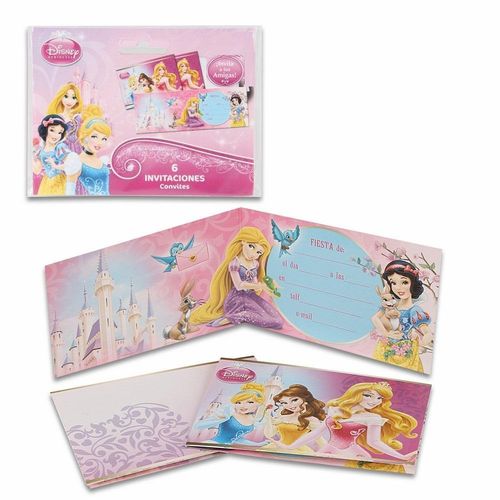 6 cartes d'invitation Princess