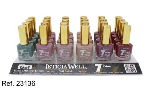vernis à ongles 7 jours gel(0,55 € UNITE) PACK 24 LETICIA WELL