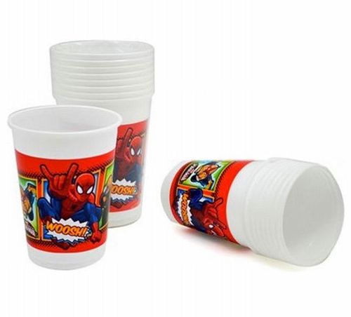 10 vasos plastico Spiderman 200ml