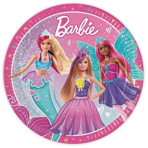 8 platos papel Barbie 23cm