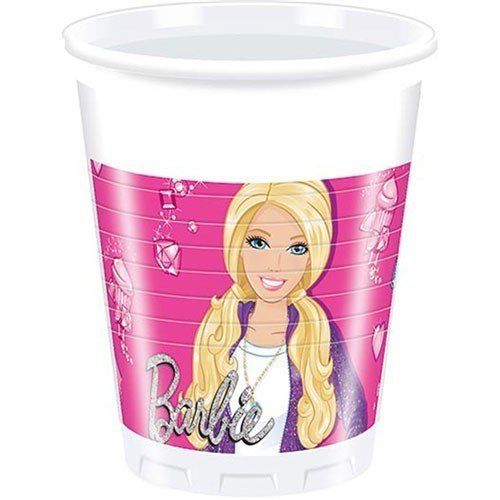 8 vasos plastico Barbie 200ml